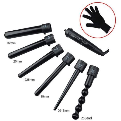 fer A Boucler 6 En 1,  Pro Beauty Boucleur A Cheveux, Professionnel Appareils Et Outils De Coiffure, Fer A Friser En Cramique Avec 6 Baguettes Cha