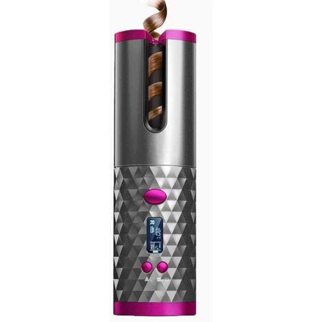 Fer à Boucler Automatique Sans fil,Fer à Friser Sans Fil, Avec écran LCD Anti-Brûlure Boucleur,Fer à Boucler Professionnel Ceramic, Chargement USB et Température Réglable