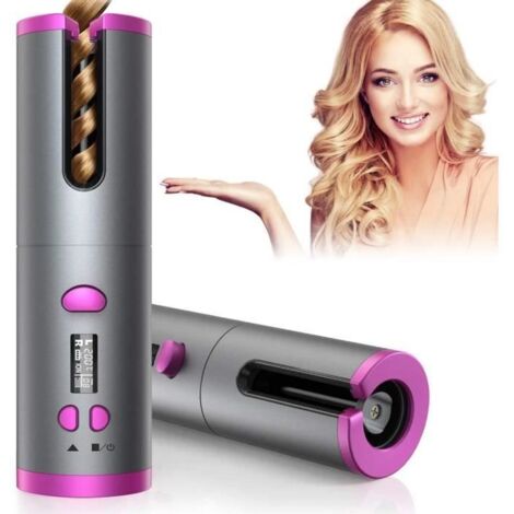 Fer à friser automatique sans fil, fer à friser intelligent avec fonction anti-brûlure, fer à friser sans fil portable avec écran