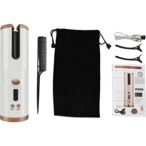 Fer à Friser Automatique Sans Fil,Fers à Boucler Sans Fil Portables Avec écran LCD, 6 Température Réglable,Rechargeable par USB