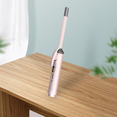 Fer à lisser céramique 13mm avec technologie tourmaline, chauffe rapide et écran LCD rose - pour des boucles durables et soyeuses
