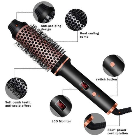 Fer à lisser et à boucler ionique 3 en 1 avec brosse chauffante -
