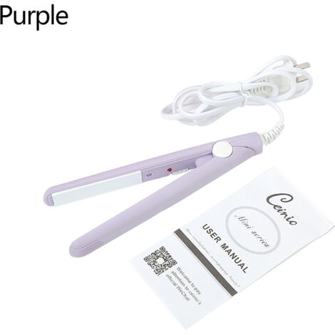 Fer à lisser et boucler 2 en 1 mini, plaques en céramique et tourmaline, lisseur beauté violet, prise américaine