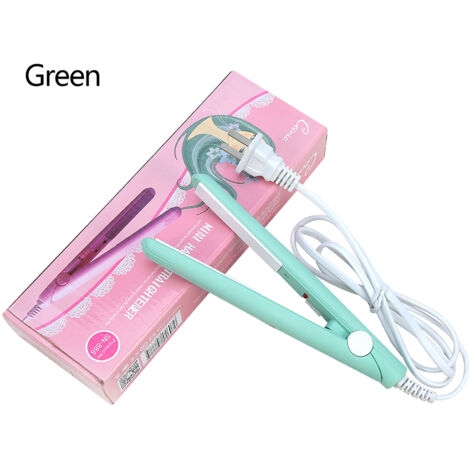 Fer à lisser et boucler 2 en 1 mini, plaques en céramique et tourmaline, vert matcha, prise américaine