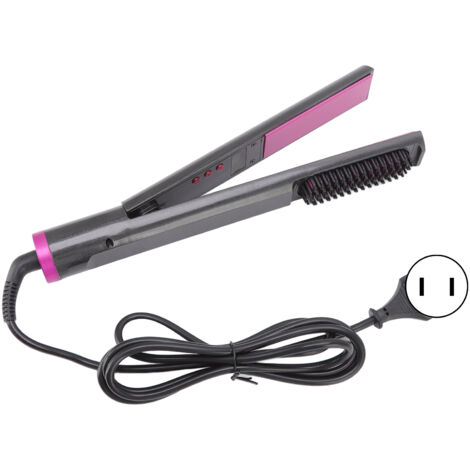 Fer à lisser et boucler 3 en 1 avec peigne, lisseur électrique multifonction anti-brûlure, lissage des frisottis, 110‑240V prise US