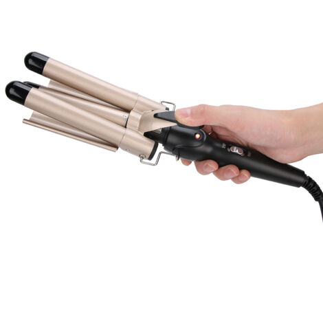 Fer à Lisser et Boucler 3 en 1, Lisseur à Plaques Crantées 22mm, Pour Coiffure à Domicile, Voltage 110V-240V avec Adaptateur UE