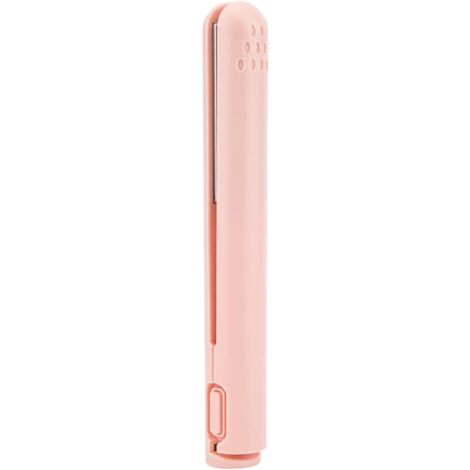 Fer à Lisser et Boucler Portable 2 en 1, Chauffage Céramique, Alimentation USB, Lisseur Voyage pour Cheveux (Rose)