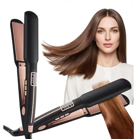 Fer à Lisser Ionique Plasma Professionnel, Lisseur Cheveux Céramique Tourmaline, LCD Température Réglable 120-230°C, Chauffage Rapide, Anti-Frisottis, Arrêt Automatique