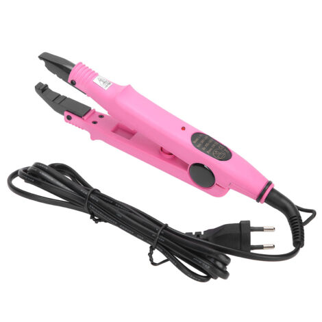 Fer à lisser pour extensions capillaires professionnel, outil de coiffure rose avec prise EU 110-240V