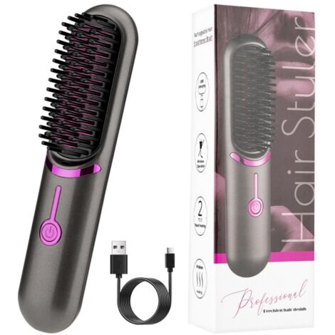 Fer à lisser sans fil 5200mAh, technologie PTC pour un lissage rapide et soin des cheveux, parfait pour voyage et usage domestique.