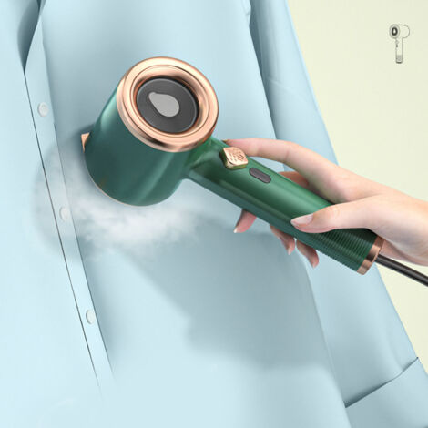 Fer à Repasser à Main avec Fonction Humide et Sec - Défroisseur Portable 33W pour Vêtements, 50mL de Réservoir, Panneau en Aluminium, Pointe Triangulaire, Vert Foncé, ABS et Aluminium, 400g