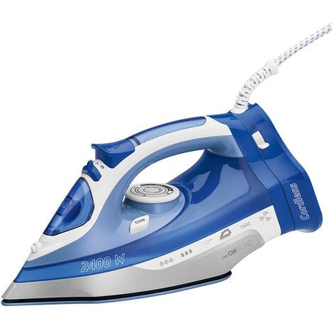 Fer à repasser semelle céramique avec ou sans fil 2400W Clatronic DB 3706 Bleu