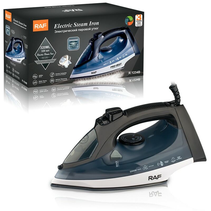 Fer à repasser, Fer à Vapeur, Semelle antiadhésive, Portable, 3000W, Noir