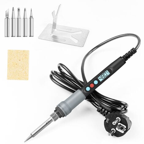 Fer à Souder 90w Kit de Soudure Température Réglable 200℃480℃ Visible Fer a Souder Électrique avec l'Interrupteur ON/OFF, 5 Pointes de Rechange pour Réparation Soudage Brasage Quotidiens