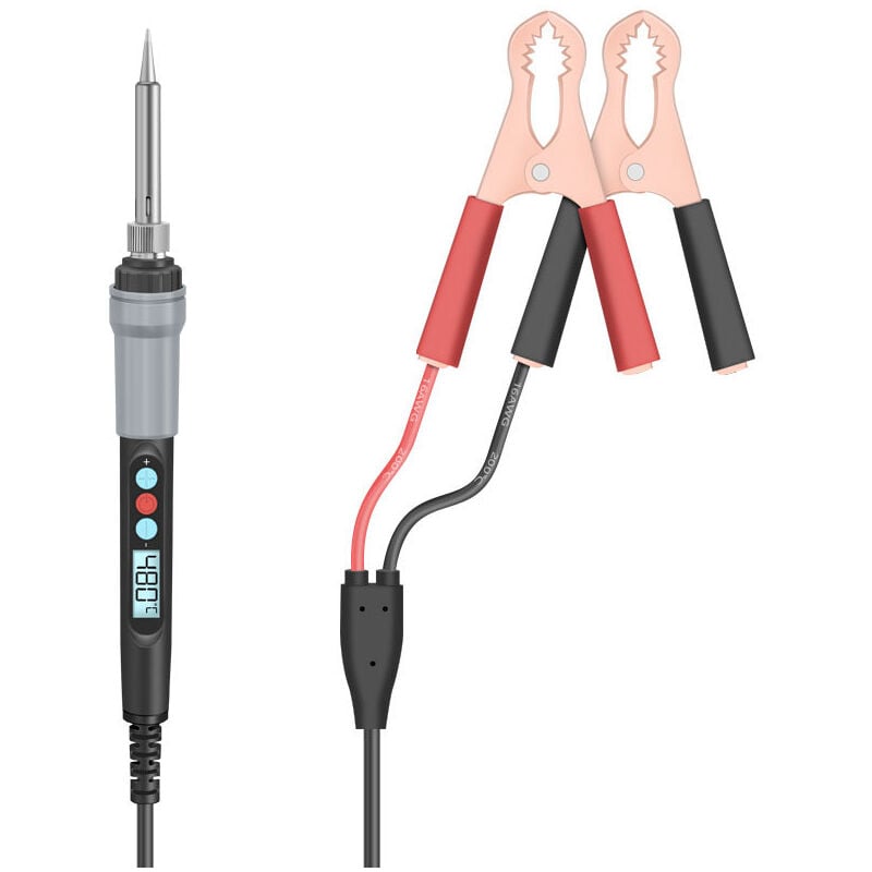 Tonchean - Fer à souder à affichage numérique basse tension dc 24v dc, fer à souder à pince crocodile d'extérieur à haute altitude 72w