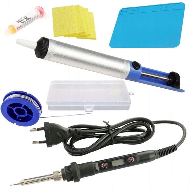 Saldatore di precisione con display Rosfix Orange Corso 80W OC80W Elettrico serie S + Tappetino 200x300 + Stagno 0,8 10g + Aspiratore + Organizer in