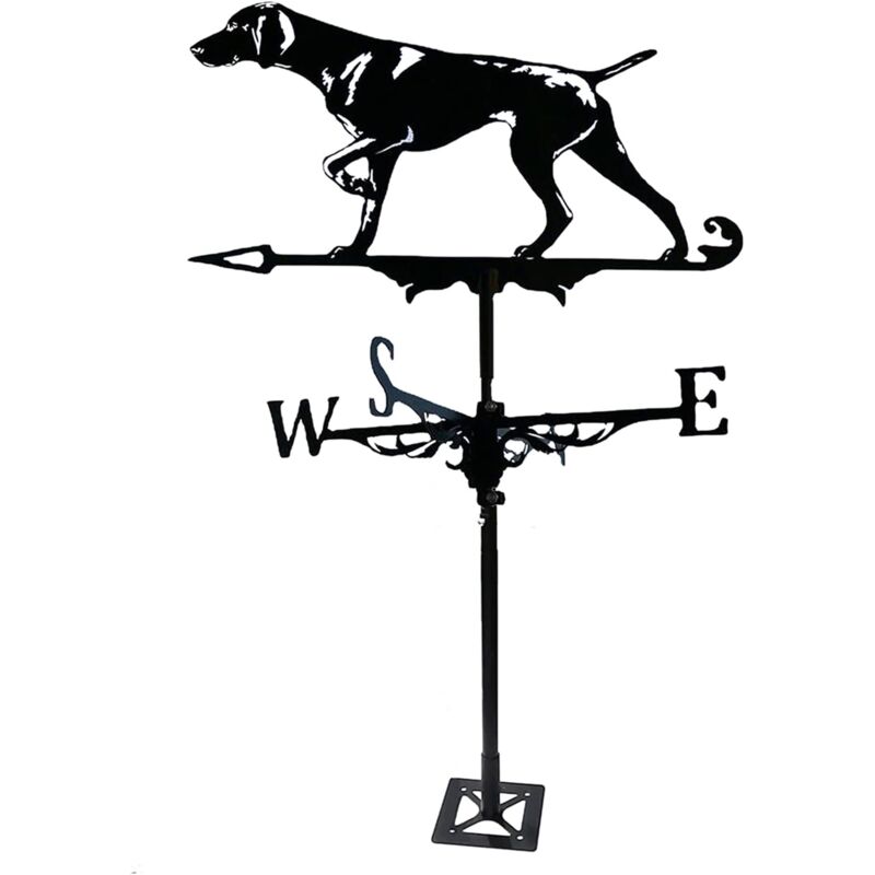 Girouette à vent de chasse avec support de toit, indicateur de direction du vent, girouette rétro en métal pour jardin