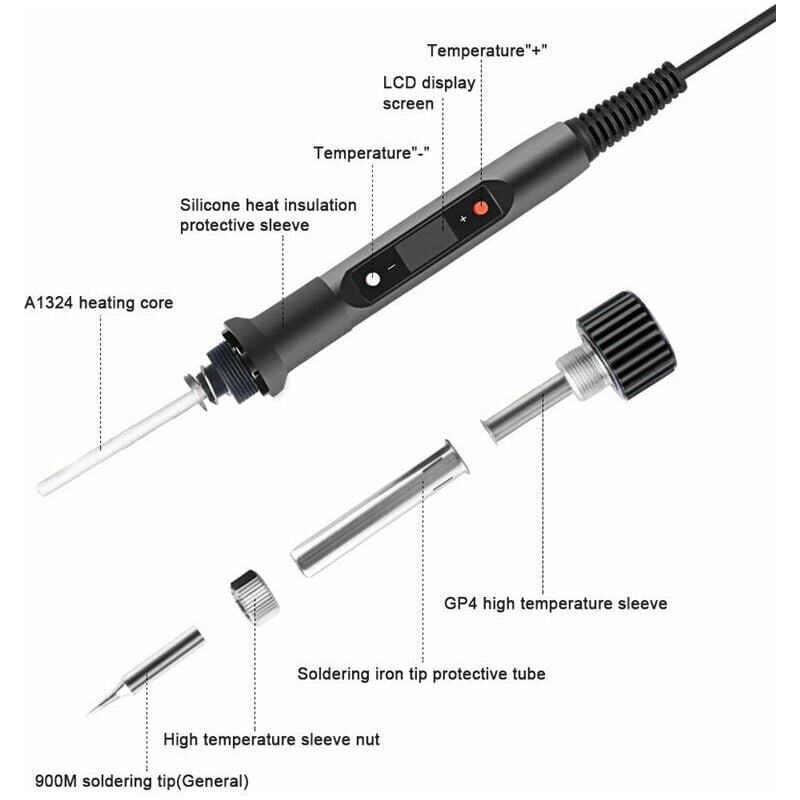 Vuszr - Fer à souder électrique à affichage numérique température réglable fer à souder électrique 80w (220V set image principale) adapté à la salle