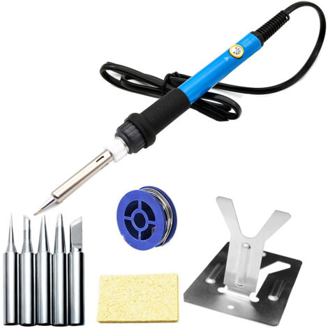 Fer a Souder Kit, 60W Fer à Souder Etain de Précision avec Température Réglable 200480℃, Interrupteur ON/OFF, 5 Pointes de Fer à Souder, Soudure Etain pour Réparation Soudure