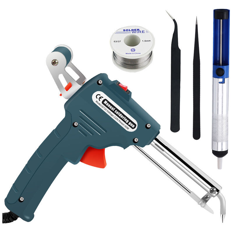 Fer à Souder Kit de Soudage Electrique, 60W Pistolet à Souder Outil de Soudage à Une Main Fil à Souder et Pompe à Dessouder pour L'électronique et
