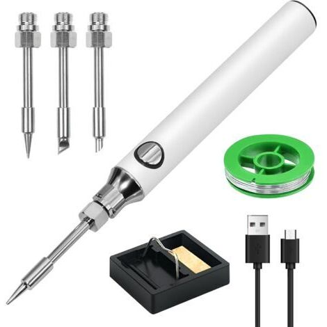 Fer À Souder Kit, Fer De Soudure Électrique Kit De Soudure Portable Sans Fil Température Réglable, Avec 3 Pointes De Soudure, Fil De Soudure, Support De Fer À Souder, Fer À Souder Professionnel Et Sûr