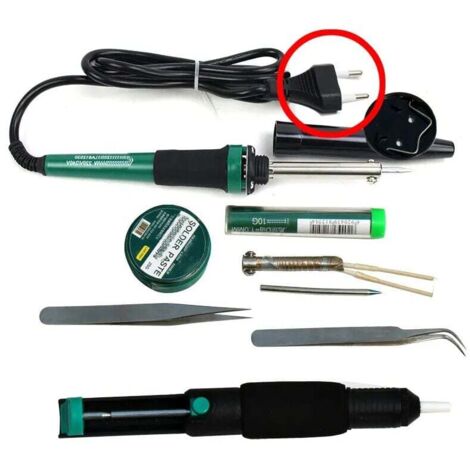 Fer à Souder Kit, Kit de Soudage électrique de Précision, Ensemble de fer à souder 30w, noyau de fer à souder, support, fil d'étain de soudure, aspirateur d'étain, pate d'étain de soudure, trois pince