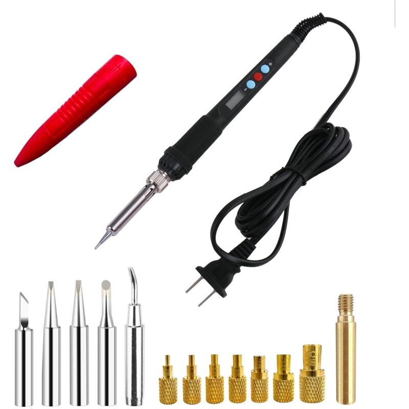 Fer à souder numérique à LED 60W, outil de soudure à température réglable avec 5 pointes de soudure et 7 pointes de soudure,M2.5-M8 Insert fileté