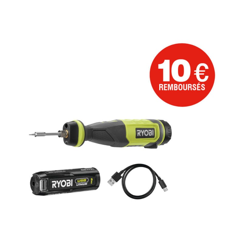 Ryobi - Fer à souder 4V usb Lithium - 1 batterie 2,0Ah - RSI4-120G
