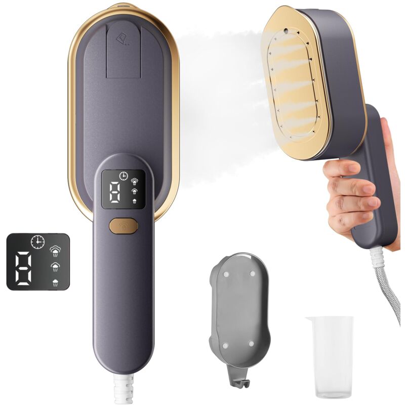 Fer à vapeur de voyage avec écran lcd, 10S, chauffage rapide, 1200W, avec poignée rotative à 180°, défroisseur portable, 3 niveaux de vapeur pour les