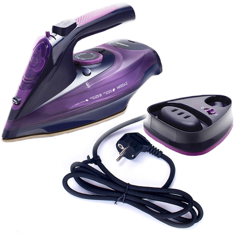 Fer a Vapeur Repasser 2400W Sans fil 5 Vitesse Reglable Anti-goutte Anti-calcaire eu Plug Violet