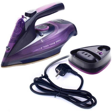 RNEMITERY Fer a Vapeur Repasser 2400W Sans fil 5 Vitesse Reglable Anti-goutte Anti-calcaire EU Plug Violet
