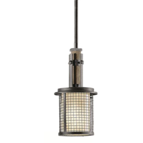 Fer, Bois et Marbre - lampe suspendue