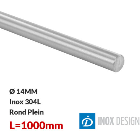 Fer Rond Plein Inox Diam 14 MM INOX 304L L=1 mètre