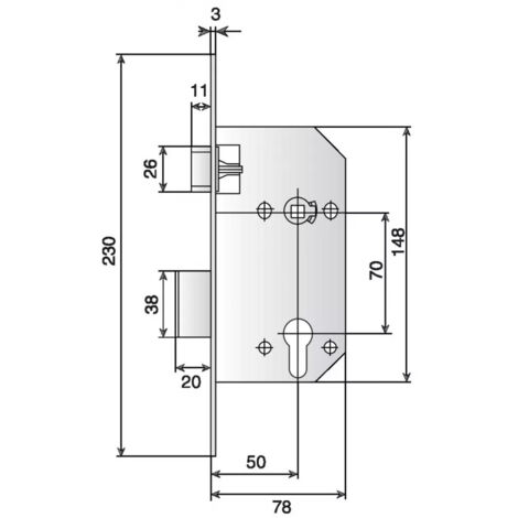 FERCO Gâche centrale bois - Bois - jeu de 4 mm - têtière axe à 9 mm - Pour Secury droite - E-22870-00-R-1