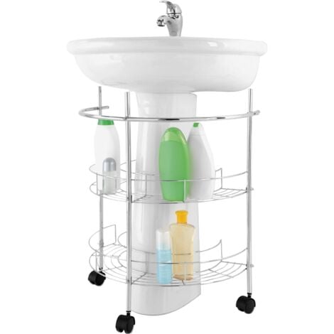 Feridras 15015-B Mobile Bagno, Sottolavabo a 2 ripiani, cm 34x55x67 con Rotelle Cromo