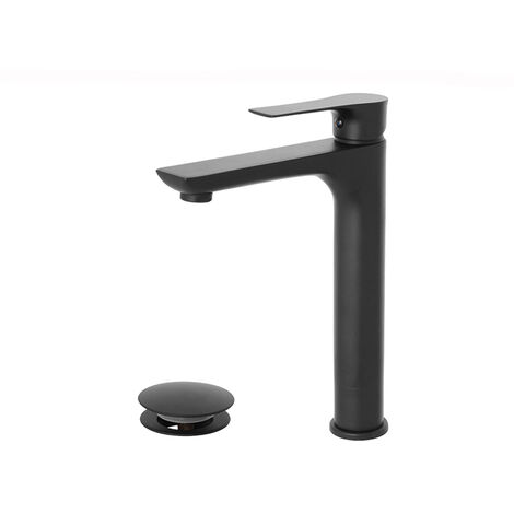 FERIDRAS MISCELATORE MONOCOMANDO RUBINETTO LAVABO ALTO NERO OPACO SERIE FLAT