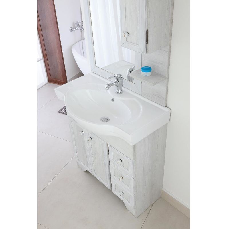 Arredo Bagno Stile Arte Povera.Feridras Mobile Stile Arte Povera Bianco 2ante 3cassetti Massello Verniciato 18mm 80x86 Luminushair Com Br