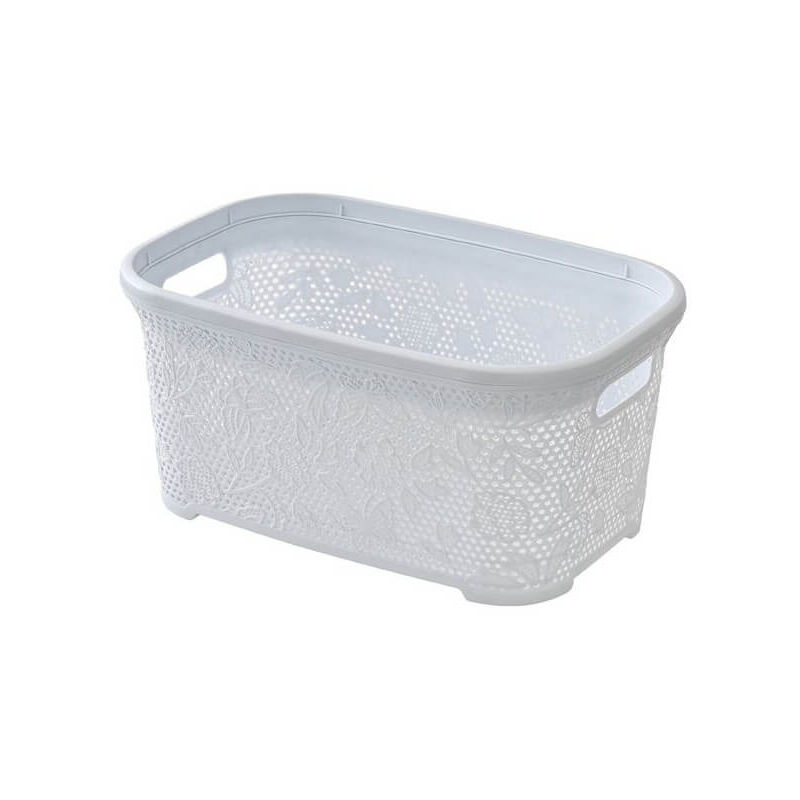 Panier à Linge en Plastique Blanc Capacité 27 l Ligne Flower