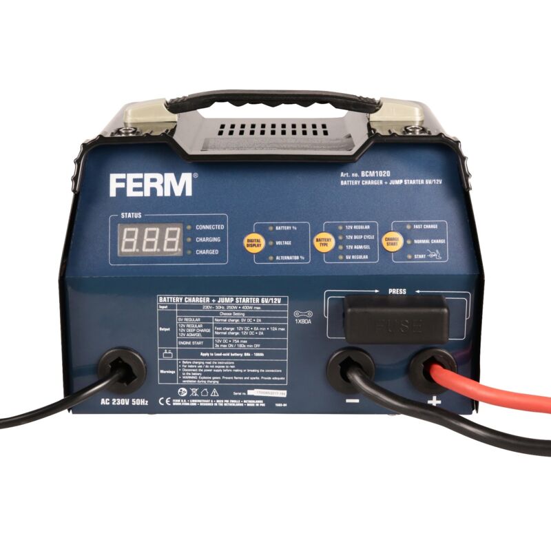 Ferm - BCM1020 Chargeur de batterie aide au démarrage 6V/12V -12A