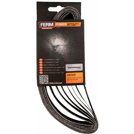 FERM EFA1004 Bandes abrasives 13mm 8 pcs P40, P80, P120 pour EFM1001