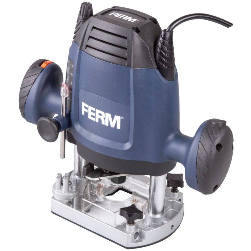 

FERM Fresadora 1200W - 6,8 mm - Velocidad variable - 3m de cable - Incluye juego de fresas de 3 piezas, anillo copiador, guía paralela y punto de