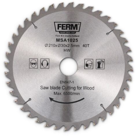 FERM MSM1025 Lame de scie 210x30/16/18 40 dents TCT