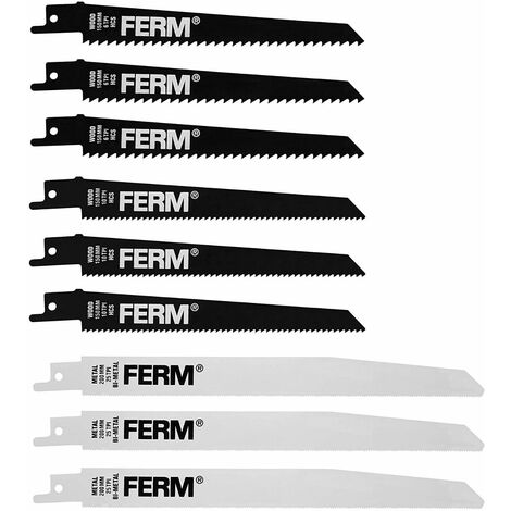 FERM RSA1001 Lame de scie (9 pcs) - pour scie sabre