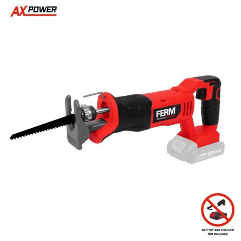 Ferm – Scie sabre sans fil 20V – Moteur puissant 0-3000/min – Longueur de course 25mm – Pour bois, métal et plastique