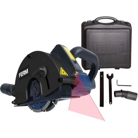 FERM WSM1009 Rainureuse 1700W 125mm - Laser - Incl. 2 lames diamant et adaptateur d'aspirateur