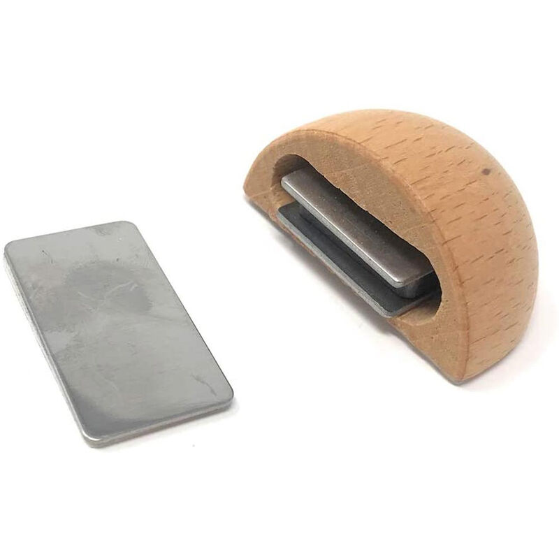 Image of Ferma porta da pavimento in legno adesivo con magnete fermaporta magnetico 27,5g blocca porta 47x24 mm