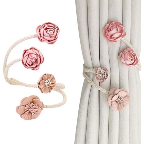 Fermacravatta per tende con fiore di rosa – Eleganti fermacravatte decorativi per soggiorno e camera da letto