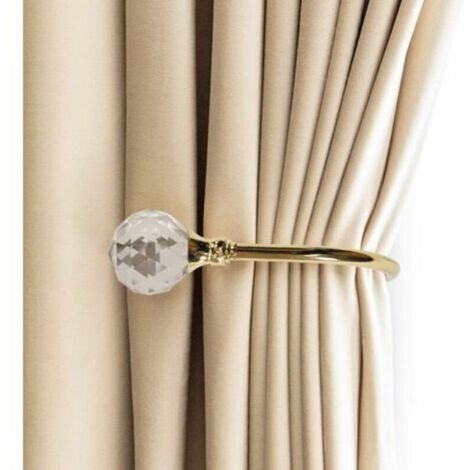 Fermacravatte per tende in metallo, ganci da parete a forma di U, confezione da 2 (piccoli, oro)