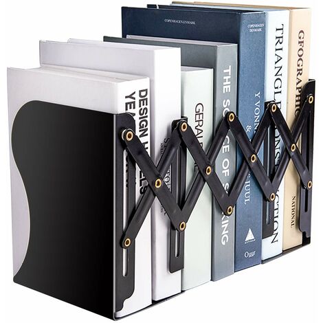 Fermalibri regolabili per libri pesanti, portadocumenti per scrivania, mensola, scrivania, cancelleria, espandibile fino a (nero)