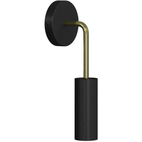 Fermaluce Metal, applique murale en métal avec Tub-E14 et rallonge cintrée  Sans ampoule - Noir - Laiton